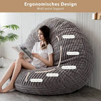 Sitzsack-Klappsofa aus hochdichtem Schaumstoff Klein 150 cm B / Mittel 180 cm B