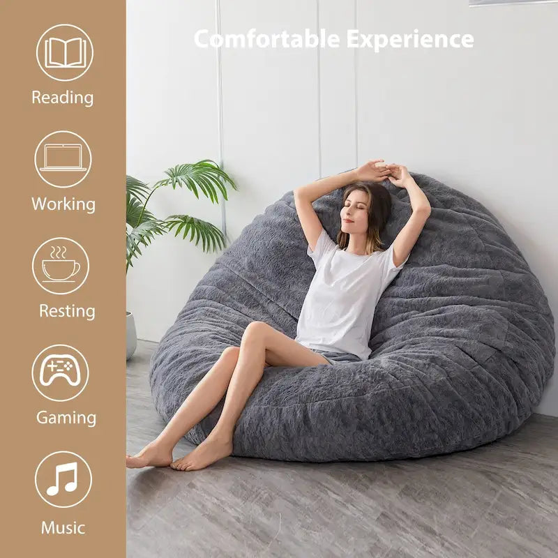 Sitzsack-Klappsofa aus hochdichtem Schaumstoff Klein 150 cm B / Mittel 180 cm B