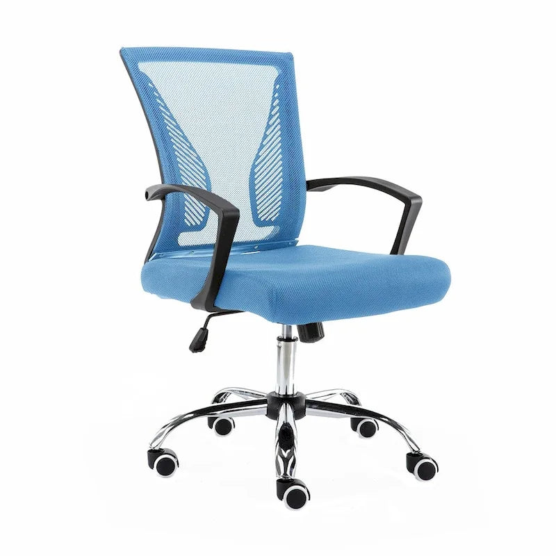 Ergonomischer Bürostuhl mit Rückenlehne aus Netzstoff und Schaumstoff, mit Lordosenstütze, 55,1 cm B x 59,9 cm T x 93-103,1 cm H