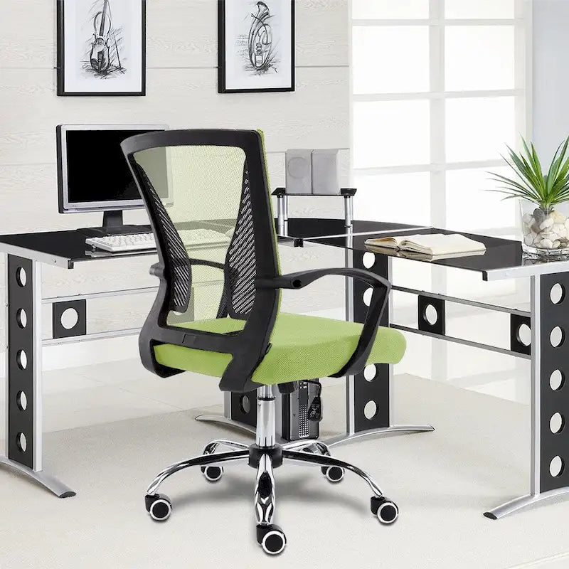 Ergonomischer Bürostuhl mit Rückenlehne aus Netzstoff und Schaumstoff, mit Lordosenstütze, 55,1 cm B x 59,9 cm T x 93-103,1 cm H