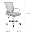 Ergonomischer Bürostuhl mit Rückenlehne aus Netzstoff und Schaumstoff, mit Lordosenstütze, 55,1 cm B x 59,9 cm T x 93-103,1 cm H