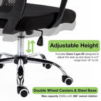 Ergonomischer Bürostuhl mit Rückenlehne aus Netzstoff und Schaumstoff, mit Lordosenstütze, 55,1 cm B x 59,9 cm T x 93-103,1 cm H
