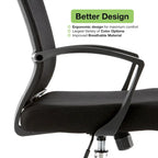 Ergonomischer Bürostuhl mit Rückenlehne aus Netzstoff und Schaumstoff, mit Lordosenstütze, 55,1 cm B x 59,9 cm T x 93-103,1 cm H