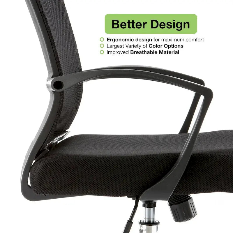 Ergonomischer Bürostuhl mit Rückenlehne aus Netzstoff und Schaumstoff, mit Lordosenstütze, 55,1 cm B x 59,9 cm T x 93-103,1 cm H
