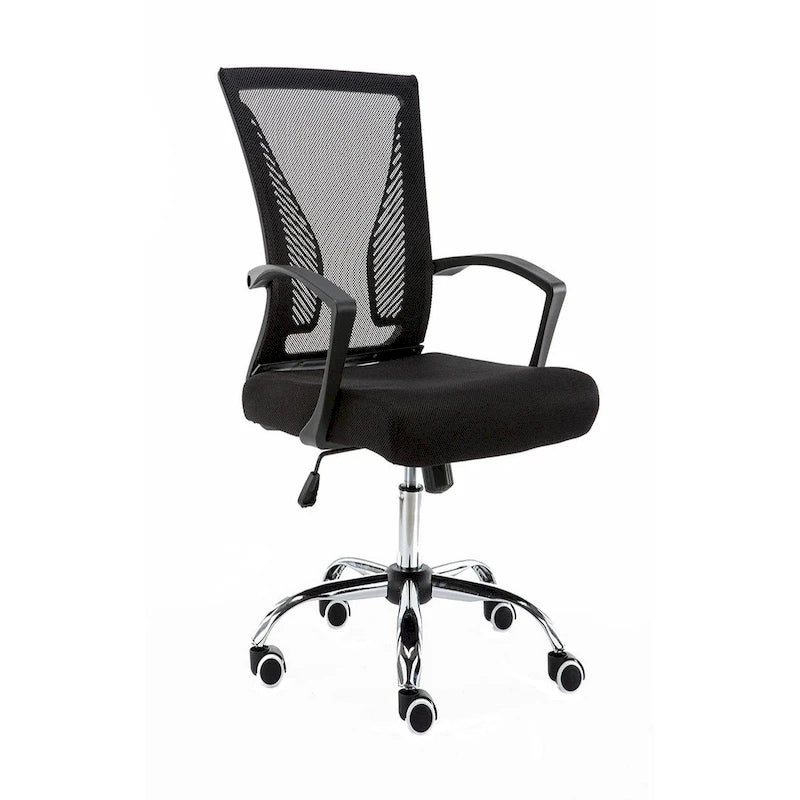 Ergonomischer Bürostuhl mit Rückenlehne aus Netzstoff und Schaumstoff, mit Lordosenstütze, 55,1 cm B x 59,9 cm T x 93-103,1 cm H