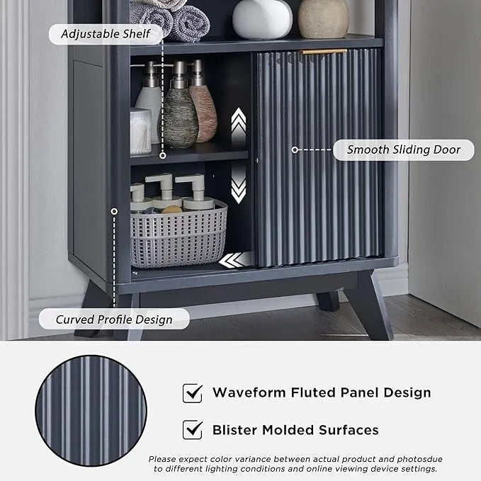 Badezimmerschrank aus Holzwerkstoff mit Kunstmarmorplatte und 3 Schubladen 58,9 cm B x 29,5 cm T x 81,3 cm H