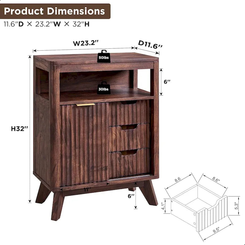 Badezimmerschrank aus Holzwerkstoff mit Kunstmarmorplatte und 3 Schubladen 58,9 cm B x 29,5 cm T x 81,3 cm H