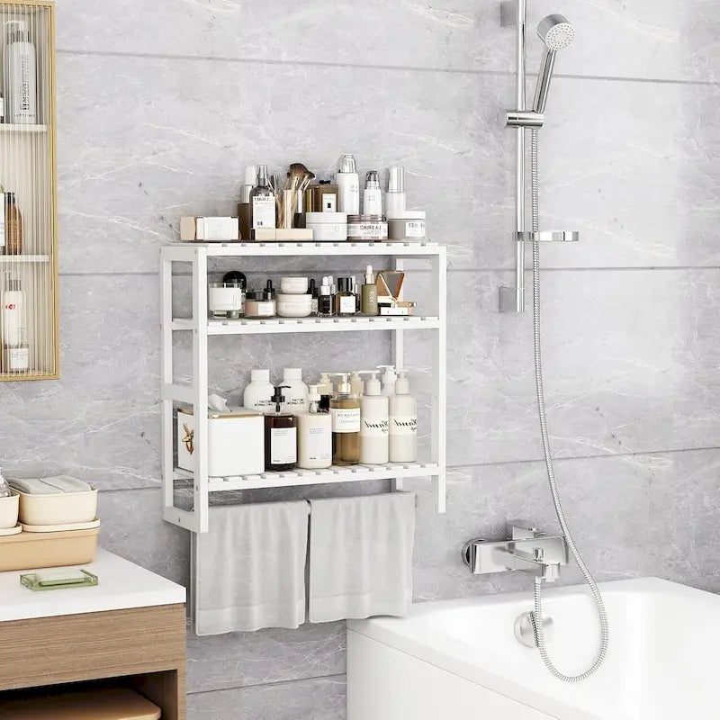 Bambus 3-stufiges schwimmendes Wandregal für das Badezimmer