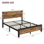 Queen-Plattformbettgestell aus MDF und Metall mit Kopfteil mit Stauraum